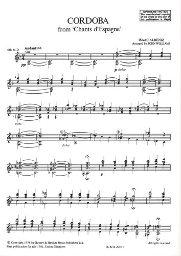 Cordoba guitar albéniz boosey - guitar,