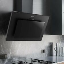 60cm Wall Mounted Cooker Hood Black Tempered Glass Stainless Steel 3-Speed Fan
