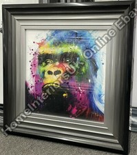 Gorilla face multi colour wall art picture with liquid art & two tone step frame