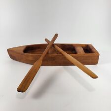 vintage hand carved painted wood Boat Oars Signed And Dated 10.5" Long 1997