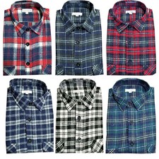 Mens Brushed Fleece Lumberjack Cotton Check Casual Shirt Work Top Size M-5XL