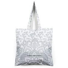 Silver Ombre Mandala Shopping Shoulder Bag Cotton Multipurpose Tote Beach Bag