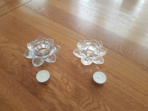 Pair glass lotus tea - of,
