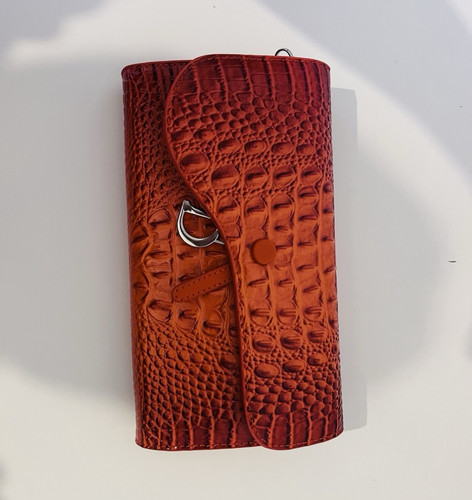 Orange red croc - orange/red, faux