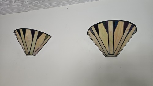 Pair tiffany style leaded - style,