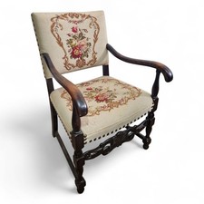 Antique vintage carved continental armchair - library reading chair