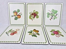 Vintage Portmeirion Pomona Placemats Set 6 Pimpernel Cork Back Fruit Ivy Border