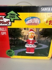 Airblown Light Up Inflatable Santa Homer The Simpsons  4 Ft Christmas Decoration