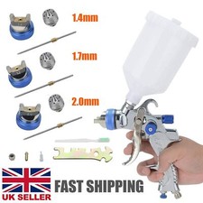 600CC Car Vehicle HVLP Paint Spray Gun Kit Air Regulator Gravity Feed 3 Nozzles.