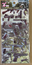 10x Sheets 3D Puffy Novelty Gun Pistol Rifle Glock Military Stickers Arts Crafts