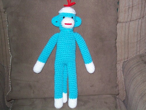Crochet sock monkey blue - 14,