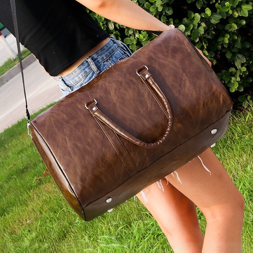 Men leather duffle gym bag - men,