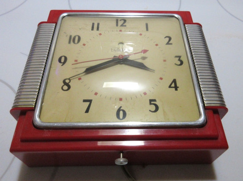 Vtg red silver art deco - art,