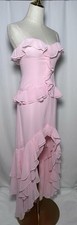 Gianni Bini Mermaid Dress 6 Cascade Ruffle Spaghetti Chiffon Hi / Low Pink $189