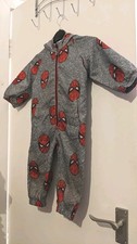 Boys Grey Spiderman Puddle Suit All In One Waterproof 12- 18 Months By Tesco 