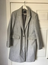 PRIMARK gorgeous ladies light grey fleece warm single button coat - sz 14 Winter