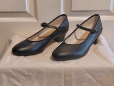Ladies Size 6.5 Lovely Cuban Heel Black Leather Dance Shoes/Heels By KATZ