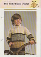 Child's Knitting Pattern (all sizes) Polo-Necked Cable Sweater Ex Condition