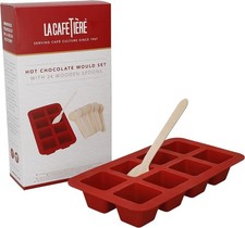 Lacafetiere hot chocolate mould set with 24 wooden spoons