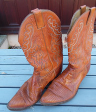 MENS SIZE 13 D USA 12 UK JUSTIN COWBOY  ranch  worn BOOTS USED SKIN LIZARD