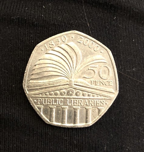 Public library 50p coin - library,