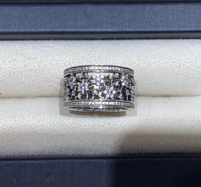 Pandora silver and cubic zirconia forget me not ring size M 1/2