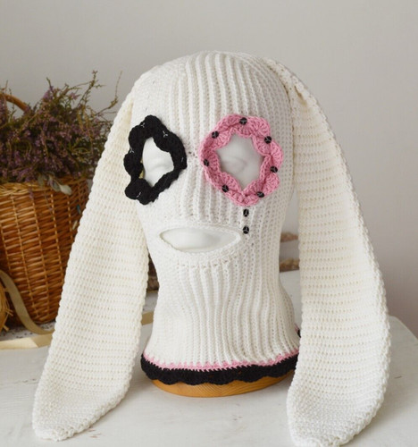 Custom crochet bunny balaclava