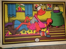 EASY RIDER POPEYE & OLIVE OIL VINTAGE 1970 HEADSHOP BLACKLIGHT POSTER -NICE!