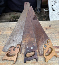 3x Vintage Carpenters' Wooden-Handled Hand Saws (Props/Display/Upcycling)