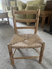Old Vintage Child's wooden framed  Straw Seated chair – Retro Decor