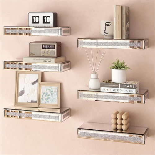 Mirrored floating shelves wall - mirrored,