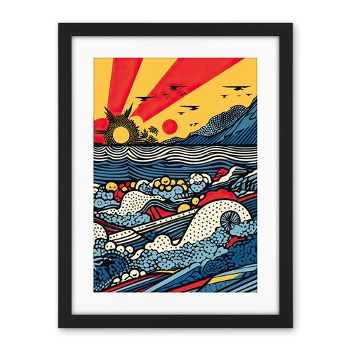 Seascape sunset comic book - sunset,