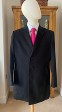 BNWOT CHARLES TYRWHITT MERINO WOOL BLACK OVERCOAT COVERT COAT 46 R