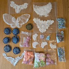 Job Lot Applique Patches Lace Trim Crochet Sew On Motif Butterfly Rose Daisy etc