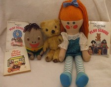 RARE BBC PLAYSCHOOL DOLL WITH LITTLE TED,  FELT HUMPTY AND 3 BOOKS 1970's TOYS