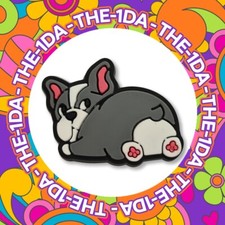 SUPER CUTE Chunky BABY Grey And White French Bull Dog Puppy Croc Charm  - Dog