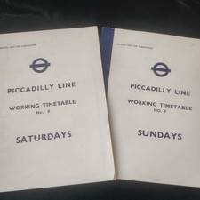 Piccadilly Line Working Timetable Saturday 1975 London transport underground map
