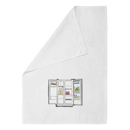 Open fridge cotton tea towel - 'open,
