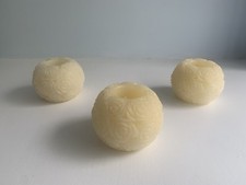 3 Wax Battery Candles - Wax Rose Design - Includes Batteries - Flicker Effect