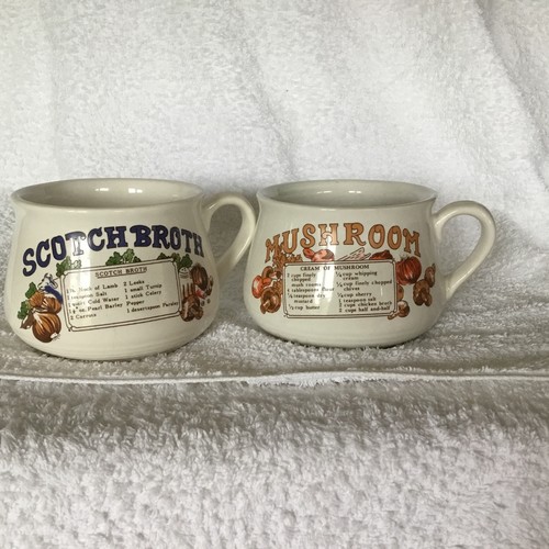 Vintage recipe soup mugs - recipe,