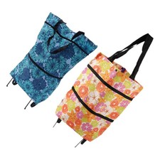  2 Pcs Shopping Bag on Wheels Reusable Grocery Trolley Bags for Cart