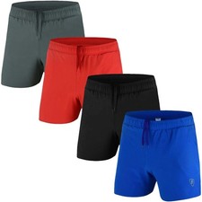 Mens Gym Running Shorts w/ Zip Phone Pockets Lightweight Breathable Quickdry uk