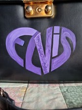 ELVIS TCB TAKING CARE OF BUSINESS HAND PAINTED BLACK PVC SHOULDER HANDBAG M & S