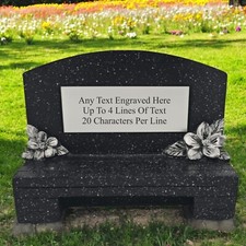 Personalised Memorial Bench With Engraved Plaque Grave Marker Black or White