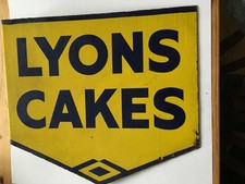 ORIGINAL ENAMEL SIGN LYONS DOUBLE SIDED FLANGE
