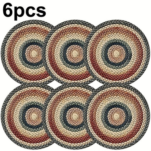 6pcs vintage round placemats - round,