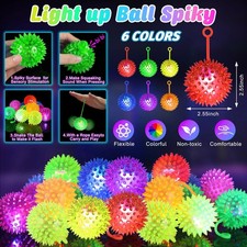 120PCS Light Up Ball, Bouncy Balls for Kids, 6 Colors LED Flashing Squeaky Ba...