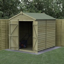 Forest 4Life 6x8 Apex Shed Double Door No Window Wooden Garden Storage Free Del