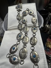 vintage South American  concho belt with turquoise-colored cabochons Fire Bird