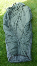 OLD MILITARY ARMY FEATHER SLEEPING BAG with hood & liner  Size Large ~